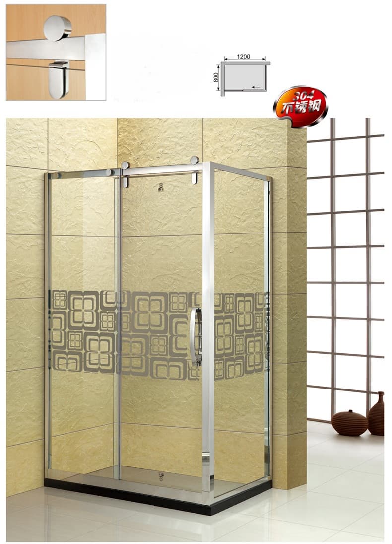 Square stainless steel frame coated glass shower room